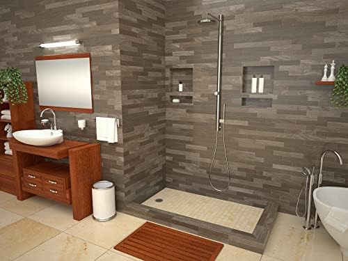 Tile Redi B3754L-DRRDPVZ Shower Pan Kit with Flashing, Left Drain- Double Curb Shower Base, 2" PVC Drain and Plate Included, 54" Width x 37" Depth