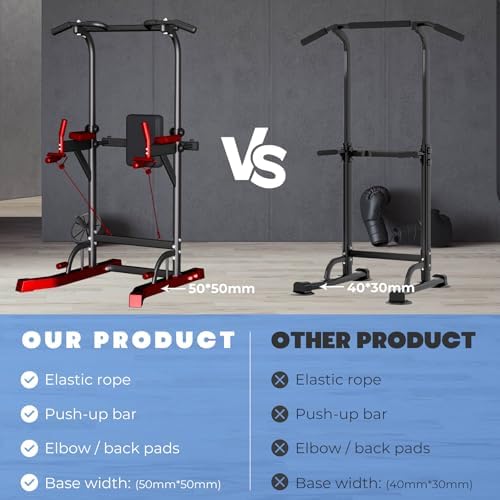 Power Tower Dip Station Pull Up Bar Exercise Tower Adjustable Pull Up Station Pull Up Tower Bar for Home Gym Multifunctional Strength Training