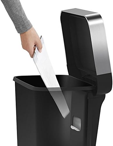 simplehuman Hybrid Step Can, 45L / 12 Gallon Rectangular Kitchen Trash Can, Liner Rim System, Liner Pocket®, 150,000-Step Pedal, Lid Shox® Silent Close, Black Plastic