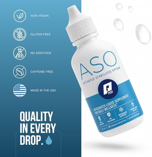 ASO Liquid Oxygen Drops, Activated Stabilized Oxygen, Dietary Supplement to Boost Energy Levels & Help with Workout Recovery