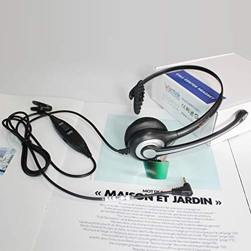 Wantek 2.5mm Telephone Headset with Mic Noise Cancelling, Office Phone Headset Compatible with AT&T ML17929 Panasonic Vtech RCA Uniden Cisco SPA Grandstream Polycom Cordless Dect Phones(A600F)