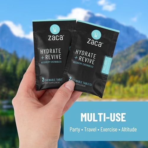 Zaca Recovery Chewable Supplement | Hydrate + Revive | 6 Packs = 12 Tablets | Party, Travel, Exercise & Altitude | Sugar Free, Gluten Free, Artificial Ingredients Free