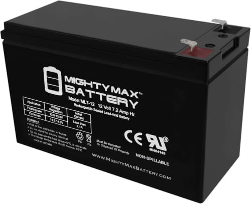 Mighty Max Battery ML7-12, 12 Volt 7.2 AH SLA F1 Terminal Battery, Brand Product, Black (Pack of 1)