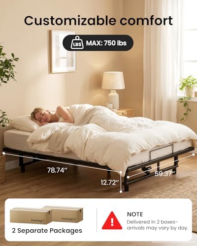 Mixcous King Adjustable Bed Frame with Zero Gravity Heavy Duty 750 lbs | Zero Gravity Anti-Snore Mode, Head & Foot Incline, Wireless Remote Control, Easy Assembly, Heavy Duty Frame