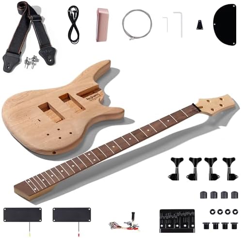 Leo Jaymz DIY Electric Bass Guitar Kit Mahogany Body Maple Neck (AX)