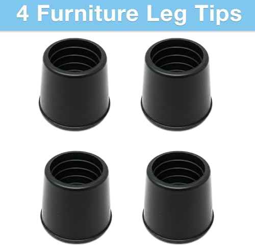 SoftTouch 1-1/8" Round Non-Marking Rubber Slip-On Chair Leg Tips, Nonslip Protective Furniture Leg Caps for Chairs, Stools