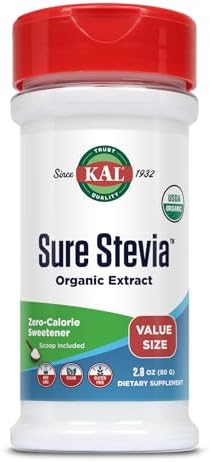 KAL Sure Stevia Extract Powder, Low Carb, Plant Based Stevia Sweetener, Great Taste, Zero Calories, Zero Sugar, Low Glycemic & Perfect for a Keto Diet, 60-Day Guarantee, Approx. 1820 Servings, 3.5oz | Zero Calorie Sweetener - Organic, Keto Friendly & Low…