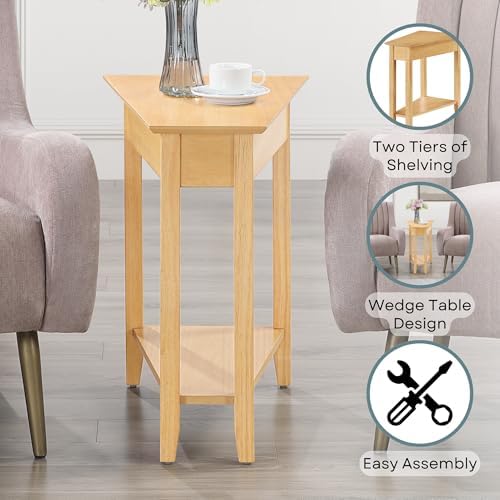 Convenience Concepts American Heritage Wedge End Table 24" - Classic Living Room Table with Storage Shelf, Side Table for Family Room, Bedside Table, Espresso