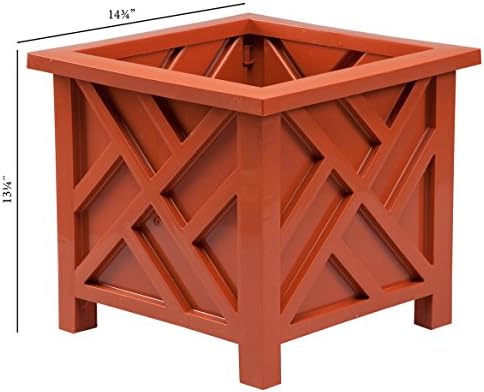 Miles Kimball Chippendale Planter Box, White - Plant Holder for Garden, | Patio and Lawn - 14 - -sq. x 13 - H Overall