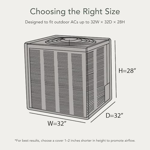 Covermates Classic Heavy-Duty Air Conditioner Cover - Durable All-Weather Protection for Outdoor Central AC Units - Water-Resistant 12-Gauge Vinyl Shell, 26W x 26D x 32H, Green