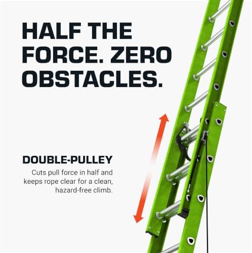 Little Giant HyperLite 16', Extension Ladder, Fiberglass | Lightweight Fiberglass Extension Ladder, Non-Conductive, For Electricians and Contractors