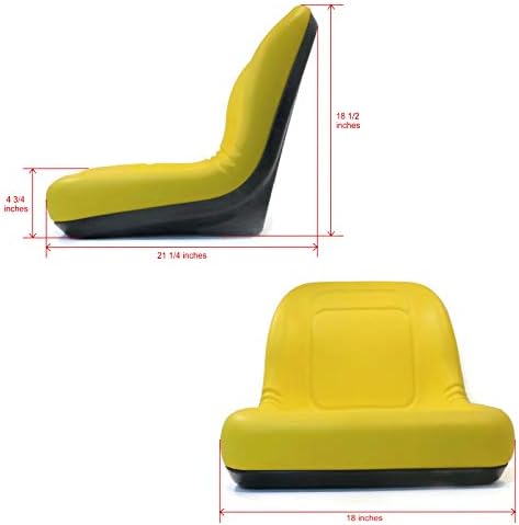 Yellow High Back Seat for John Deere Lawn Mower Models L100, L105, L107