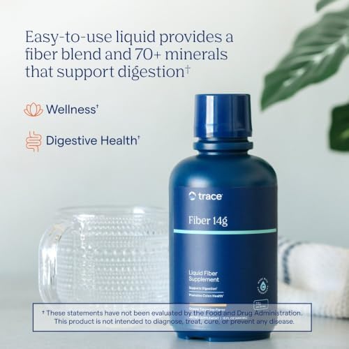 Trace Minerals Fiber Supplement 15 fl oz, 14g Soluble Prebiotic Fiber Drink | Supports gut flora balance, Contains ConcenTrace ionic minerals