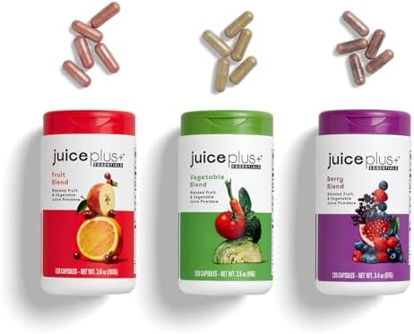 JuicePlus+ Fruit & Vegetable Blend, 2 Bottles (60+60 Servings) | Made from 20 whole fruits & vegetables — peels, leaves, seeds included — convenient daily fruit and veggie blend