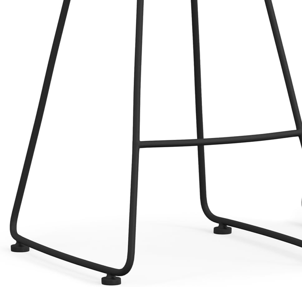 SIMPLIHOME Amberly Rustic Metal 24 Inch Saddle Counter Height Stool (Set of 2) in Natural/Black, For the Dining Room and Kitchen