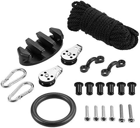 ISURE MARINE Kayak Canoe Anchor Trolley Kit Eyes Wellnuts Screws Kayak Accessories Zig Zag Cleat Rigging Ring Pulleys DIY Boat 30 Feet Rope
