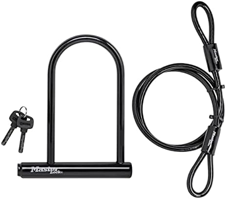 Master Lock Black Bike Lock with Key, Standard Size U-Lock for Bicycles and Other Outdoor Equipment, Anti-Theft Lock for Bikes, 8320D