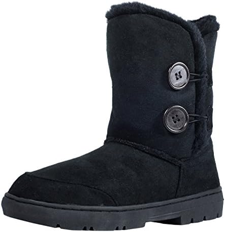 CLPP'LI Womens Twin Button Fully Fur Lined Winter Snow Boots