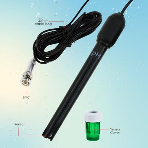 Long Body pH Electrode with BNC Socket Probe 300cm Cable 0-14pH for pH Meter, pH Controller pH Device Economical Sensor