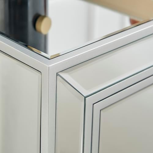 Furniturebox UK Venetian Mirrored Bedside Side Table Cabinet Modern 3 Drawer