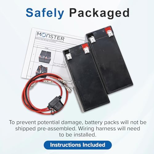AlveyTech Premium 24 Volt Battery Pack for The Razor MX400 Dirt Rocket Dirt Bike (7 Ah Standard Range, Versions 1-32) - Replacement Set of 2 Rechargeable AGM Batteries with Wiring Harness