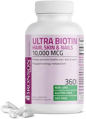 Bronson Ultra Biotin 10,000 Mcg Hair Skin and Nails Supplement, Non-GMO, 120 Vegetarian Capsules