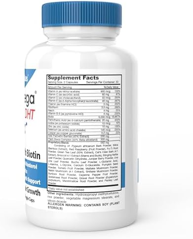 DrFormulas HairOmega DHT Blocker Biotin 5000 mcg Vitamins for Hair Growth Supplement | Hair Loss Pills for Women and Men, 30 Day Supply