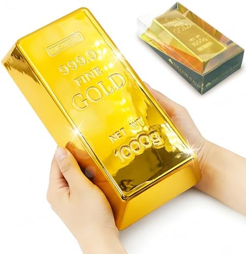 SABLUE Replica Gold Bar Fake Brick Bullion Plastic Event Party Supplies Decorations Centerpieces(L)