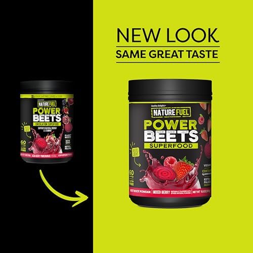 SlimFast Nature Fuel Power Beets Powder, Delicious Mixed Berry, 60 Servings | Concentrated Superfood Supplement, Non-GMO