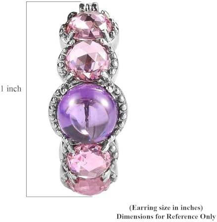 Amethyst Color and Pink Cubic ZirconiaEarrings in Stainless Steel