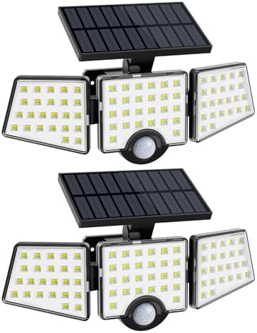 LE Solar Lights for Outside, Solar Lights Outdoor with Motion Sensor, WL4000 High Brightness, 3 Adjustable Heads 270° Wide Lighting Angle
