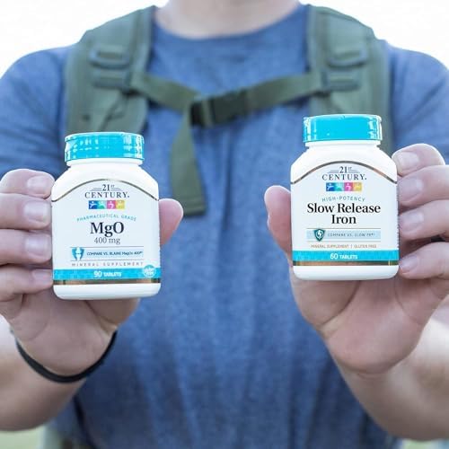 21st Century Slow Release Iron 45mg Tablets, Gentle on Stomach, 60 Count | High-Potency Ferrous Sulfate, Compare VS. Slow FE® & Healthy Red Blood Cells, Gluten Free, No Added Yeast, For Women & Men