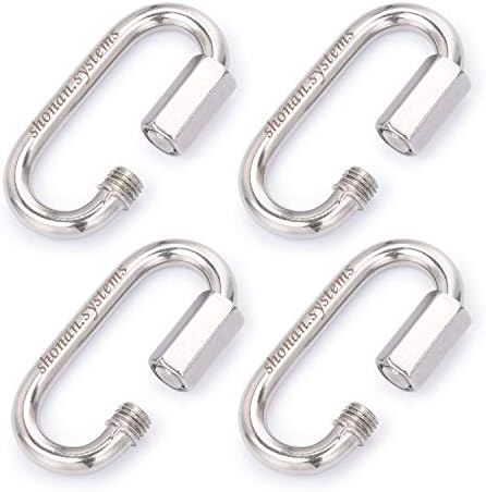 SHONAN Heavy Duty Marine Chain Quick Links, Stainless Steel Chain Connectors, Corrosion Resistant Locking Carabiners