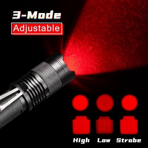 4 Pack Red Light Flashlight, 3 Modes Red LDE Red Flashlight for Astronomy, Night Observation and Outdoor Activities