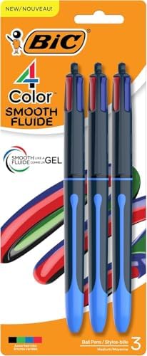 BIC 4-Color Original Retractable Ballpoint Pen, 1.0 mm Medium, 3-Count Pack