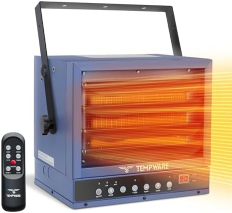 TEMPWARE 7500W Electric Garage Heater 240V Hardwired Ceiling Mount Heater | Shop Heater with 12H Timer, Overheat Protection, Digital Thermostat