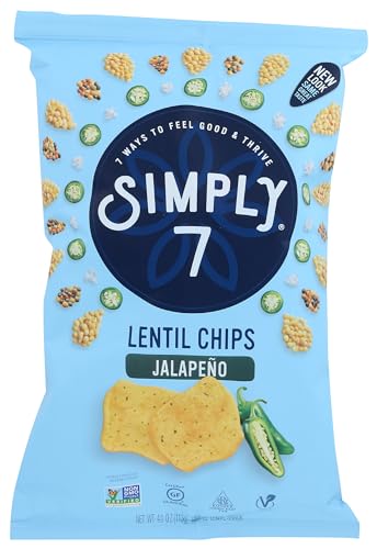 Simply 7 Lentil Chips, Jalapeno, 4-ounce Bags (Pack of 12)