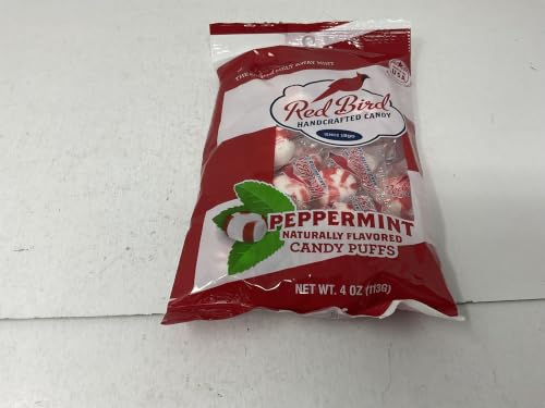 Red Bird Bag Peppermint Candy Puffs 4 oz
