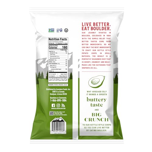 Boulder Canyon Classic Sea Salt Flavored Potato Chips, Made With Avocado Oil, Canyon Cut, Gluten Free, 5.25 Ounces (Pack Of 12)