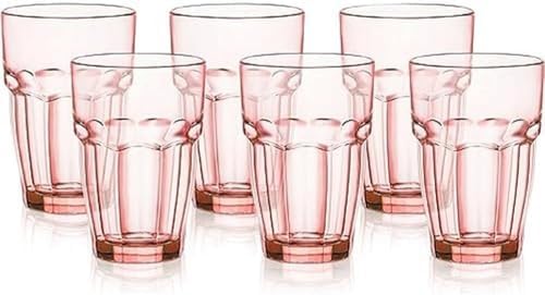 Bormioli Rocco Rock Bar 12.5 oz. Long Drink Stackable Tempered Beverage Glasses for Cold Drinks, Water, and Cocktails, Set of 6, Ice Blue