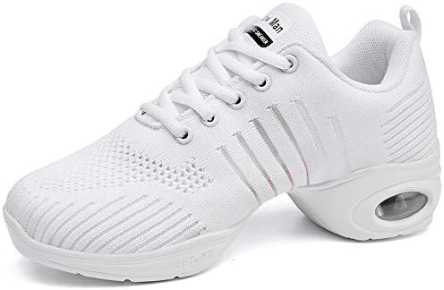 Slow Man Women's Jazz Shoes Lace-up Sneakers - Breathable Air Cushion Lady Split Sole Athletic Walking Dance Shoes Platform