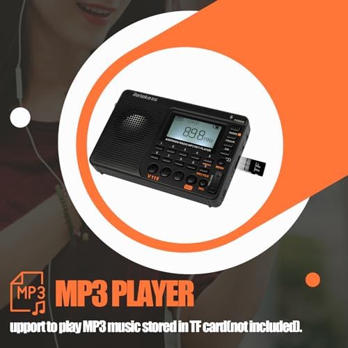 Retekess V115 Shortwave Radio, Digital Radio AM FM | for Camping, Shortwave Receiver, 1000mAh Rechargeable Battery, Presets, TF/AUX Playback