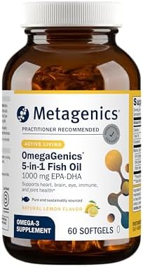 Metagenics OmegaGenics Omega-3 Fish Oil 1000mg EPA DHA -High Potency Omega 3 Supplement for Heart, Brain & Joint Health-Sustainably Sourced- 60 Softgels
