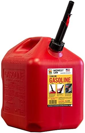 Midwest Can Company 5610 5 Gallon Gas Can Fuel Container Jugs w/Spout (2 Pack)