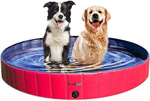 XL Foldable Pool - 60" Width Swimming Pool for Large Dogs & Kids, Non-Slip Scratch Resistant Hard Plastic Shell, Portable Pet Pool