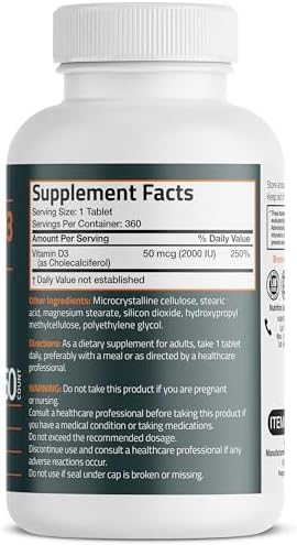 Bronson Vitamin D3 2000 IU (50mcg) Non-GMO, 360 Tablets