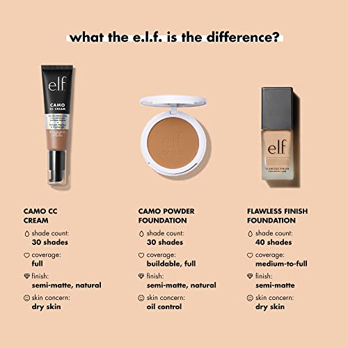 e.l.f. Flawless Satin Foundation, Lightweight & Medium Coverage, Semi-Matte Finish, Vegan & Cruelty-Free, Caramel, 0.68 Fl Oz (20mL)