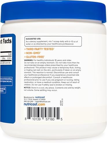 Nutricost Niacin (Vitamin B3) Powder 250 Grams, May Cause Flush | 1 g Per Serving