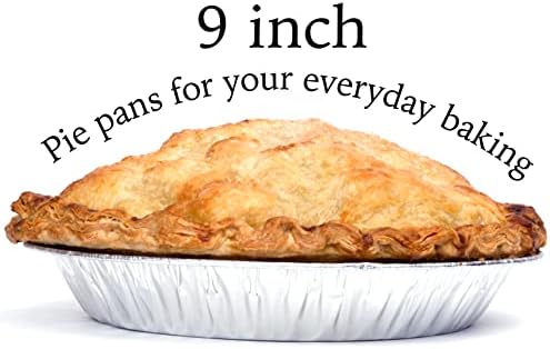 9" Aluminum Foil Pie Tins (25 Pack), Disposable Aluminum Pie Pans, Foil Pans for Baking, Cooking, Freezer Safe, Round Foil Pans