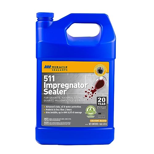 Miracle Sealants 511 Impregnator Penetrating Stone & Tile Sealer, Pint | Penetrating sealer for no-sheen stain, water & oil protection for granite, stone, tile, masonry & grout. Dries invisible.